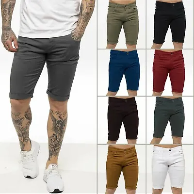£16.99 • Buy Kruze Mens Chino Shorts Skinny Fit Stretch Cotton Casual Work Summer Half Pants