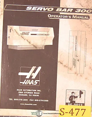 Haas Servo Bar 300 Lathe Operators Manual Year (2000) • $95