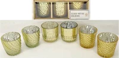 3 Pack Gold Glass Votive Holders New Candle Decorative Decor Classy Modern • $8.99