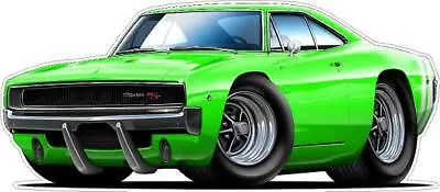 Wall Decal Compatible With 1968 Dodge Charger 426 HEMI Cartoon Car Room Garage • $25.99