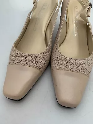 £6.27 • Buy Geneva By Equity Womens Beige Leather Slingback Small Heel Shoes Size UK 6 #GL