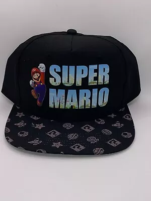 Nintendo Super Mario Bros Youth Sized Adjustable Snapback Hat Cap Black • $12.99