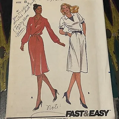 Vintage 1980s Butterick 3662 Collared Dress Sewing Pattern 12-14-16 UNCUT • $7