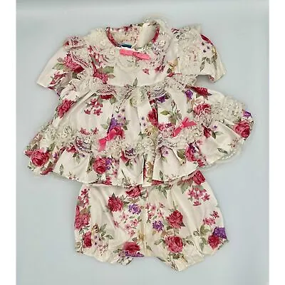 Vtg Martha's Miniatures We're Fussy Sz 0-3 Month Ruffle Dress With Bloomers • $119.99