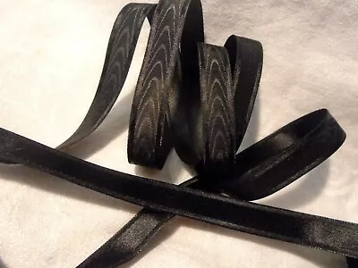 1/2  Wide   Satin Edge Moire' Ribbon - Japan - Reversible. - Black • $3.50