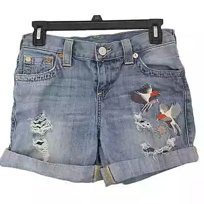 True Religion Jayde Mid Rise Classic Women's Embroidered Short Size 23 • $30