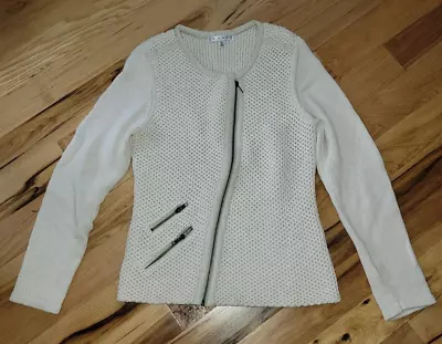 Cabi Ivory Cream Sweater Cardigan Jacket Zipper--Size Medium • $10