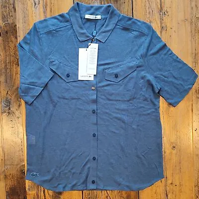 £31 • Buy Women's Lacoste Linen Polo Shirt Philippines Blue Size EU42 UK14