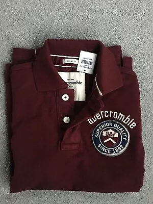 Boys Abercrombie Polo Shirt.  New With Tags.   34 Inch Chest / Dark Maroon.  • £9.50