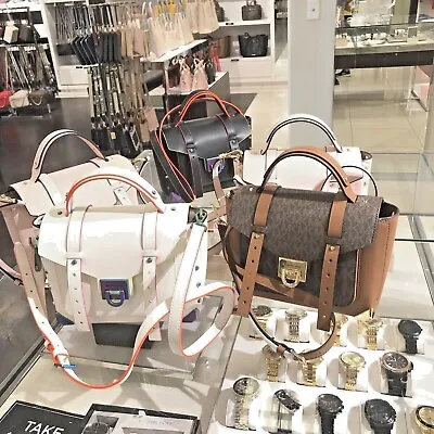 Michael Kors Manhattan Medium Leather Or PVC Satchel Crossbody Handbag Purse Bag • $132
