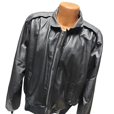 U2 Wear Me Out Jacket Genuine Leather Nylon Lined Black • $46.53