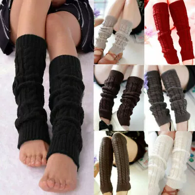 £5.99 • Buy Women Crochet Knit Stocking Winter Knee Leg Warmers Long Socks Boot Cuff Toppers