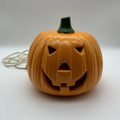 Vintage Halloween Electric Light Up Ceramic Pumpkin Display Decor Figure W/ Box • $20