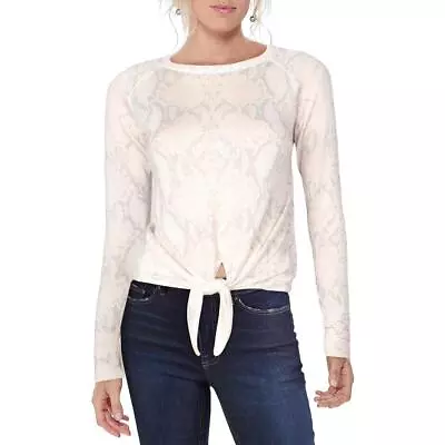 Olivaceous Womens Pink Snake Tie-Front Top Crewneck Sweater XS  6281 • $3.99