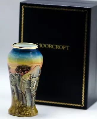 MOORCROFT ENAMEL  ~ Rhino Vase 95 Shape~ By Sandra Dance Numbered Edition  29 • $489.88