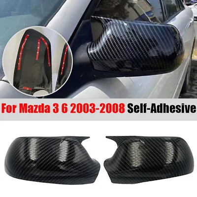 For Mazda 3/6 2003-2008 OX Horn Carbon Fiber Black Side Rear View Mirror Covers • $37.45