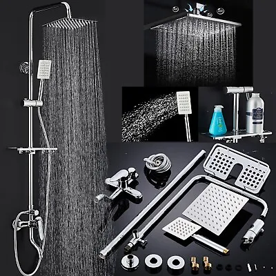 $55.99 • Buy 8  Wall Mount Chrome Shower Faucet Set Rainfall Hand Shower Tub Filler Mixer Tap
