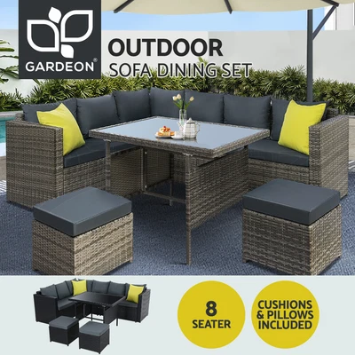$805.95 • Buy Gardeon 8 Seater Outdoor Dining Set Patio Table Chair Lounge Setting Wicker