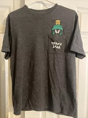 Space Jam Marvin The Martian Tailgate  T Shirt Clean Medium M Embroidered Pocket • $14.95