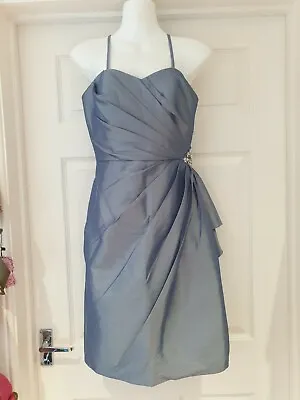 £25 • Buy JORA COLLECTION Dress Grey/Blue Satin Prom Dress Occasion Wear UK Size 6/8