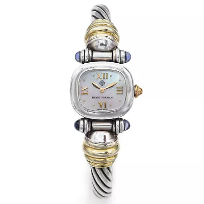 David Yurman Sterling Silver & 14K Gold MOP Amethyst Cable Watch Ref. T-29106 • $899