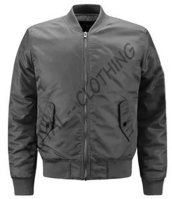 New Varsity Letterman Starter Bomber Style All Solid Black Satin Jacket • $74.99