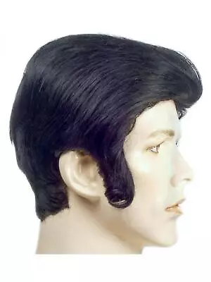 Adult Human Hair Elvis Sideburns Pompadour Rock Star Lacey Wig Costume Lw107bk • $47