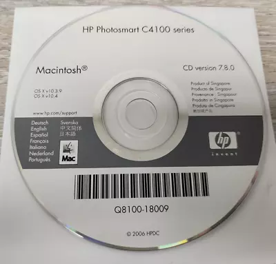 HP Photosmart C4100 Series C4150 Printer Software Disc ONLY Q8100-18009 Mac OS X • $9.99