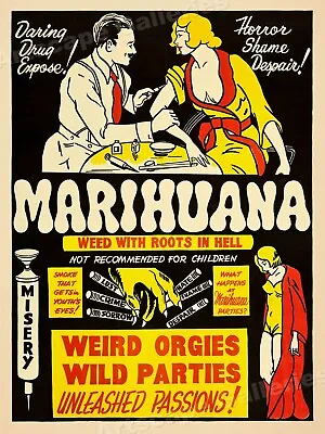 Marijuana 1930s Smoking Reefer Madness Vintage Style Movie Poster - 18x24 • $12.95
