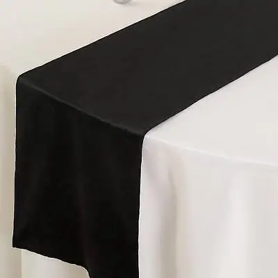 BLACK 12x107  Premium Velvet Table Runner Wedding Reception Linens Decorations • $4.37