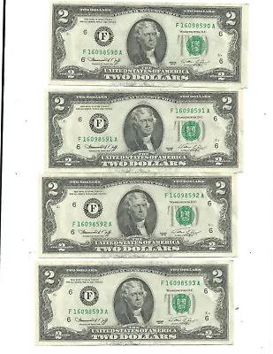 4 1976 $2 Two Dollar Bills (Atlanta GA) AUNC- FREE SHIPPING • $11.49