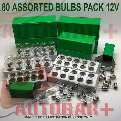 80 X Assorted 12 Volt Car Bulbs - 10 Of Each 380 382 581 207 239 501 501A & 343 • £19.96