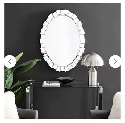 Multi Faceted Glass Cube 3D Effect Modern Oval Mirror New In Box RRP £235+ • £110