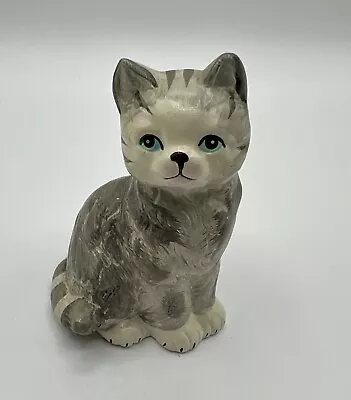 Vintage Enesco Grey Tabby Stripe Cat Kitten Figurine  • $12.99