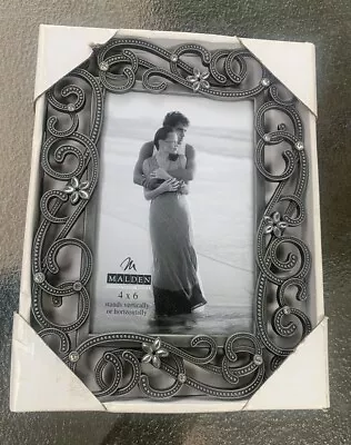 MALDEN International 4 X 6 Romantic Pewter Frame With Floral Design NEW • $10.50