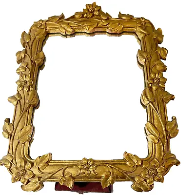Vintage Syroco Wood Mid Century Vanity Make Up/Dresser Mirror Floral Design Gold • $39.95