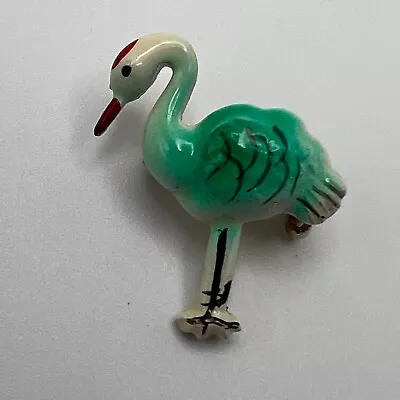 Vintage Bird Brooch Gold Tone Enamel Flamingo Duck Pin Republic Of Korea • $9.99