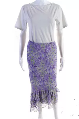 ECI New York Women's Floral Asymmetrical Midi Skirt Purple Size L • $34.01