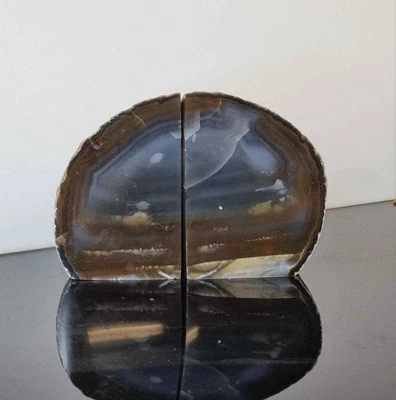 £25 • Buy AB1) Agate Quartz Crystal Bookends Natural Small