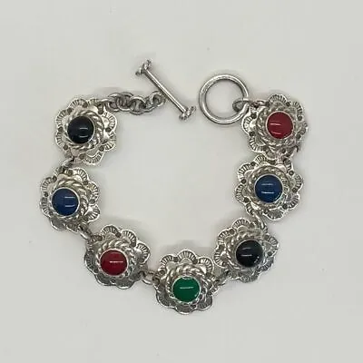 Vintage Multi Gemstone TA-201 Mexico 925 Bracelet • $140