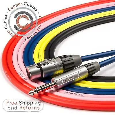 Female XLR To 6.35mm TRS Jack Lead. FoxTWO Cable. Balanced Mic PA Speaker • £14.51