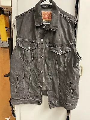 Levis Denim Vest Jacket Xl Black Distressed Color  • $55