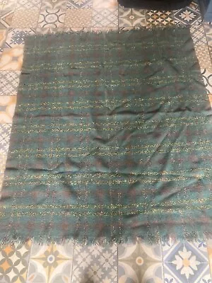 Vintage Yarrowvale Green Check Wool Picnic Blanket Throw 48x56in 122x142cm • £29.99