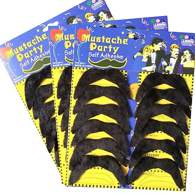 12Pcs Self Adhesive Tash Black Fake Mustache Mexican 70's Stick Mustache Beard B • £5.98