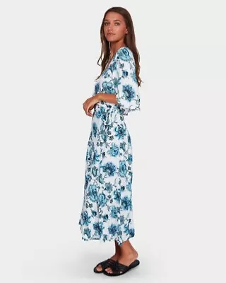 $49 • Buy TIGERLILY Aliki Maxi Wrap Dress In Blue And White Size 6 NWT [RRP $250]