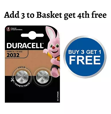 Duracell CR2032 3v LITHIUM Coin Cell Batteries Pack Of 2 DL2032 BR2032 CR2032 • £2.50