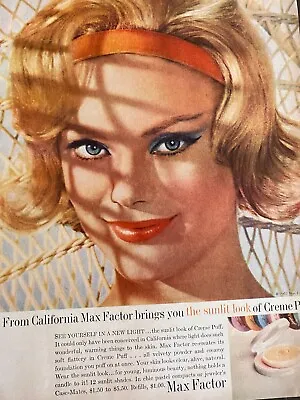 Max Factor Creme Puff Make Up Cosmetics Full Page Vintage Print Ad • $1.99