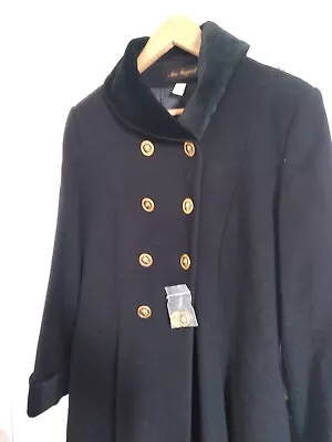 £99 • Buy Vintage Wool Cashmere Black Mac Taggart Cashmere Riding Coat Fit And Flare Sz 12