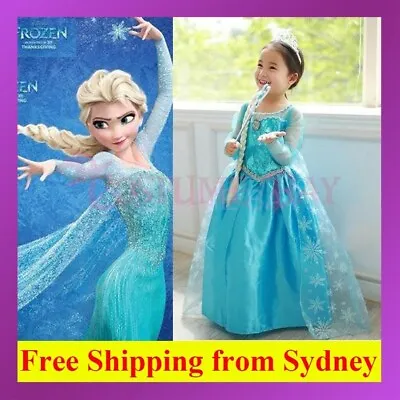 Disney Frozen Princess Girl Queen Elsa Costume Cosplay Party Dress Tutu • $12.84