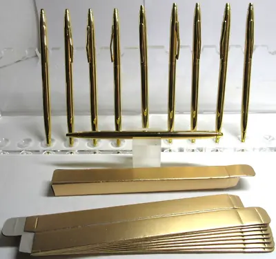 Lot Of 10 Terzetti   Slim  Plus Gold/gt Ballpoint Pens-uniform Pen-gift Boxes • $15.29